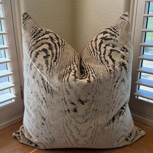 Tan Taupe Velvet & Sateen Pattern Pillow Cover & Pillow Insert